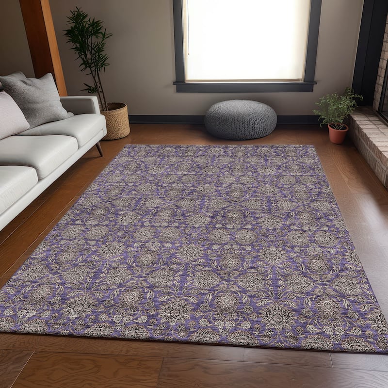 Premium Washable Super Soft Floral Borderless Mayfield Rug - Purple - 8' x 10'