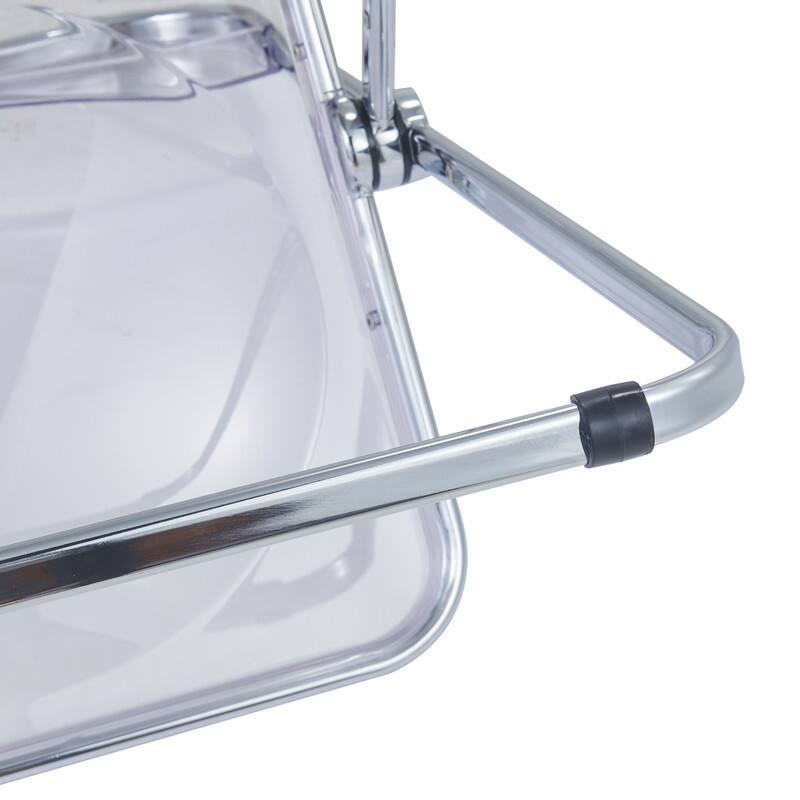 Lawrence Modern Clear Acrylic Transparent Folding Chair with Chrome Steel Frame for Condos and Apartments Set of 4 - 30"