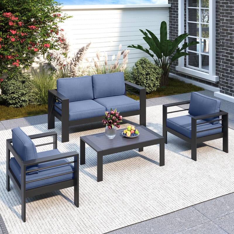 Royalcraft 4 Piece Aluminum Outdoor Patio Furniture Set