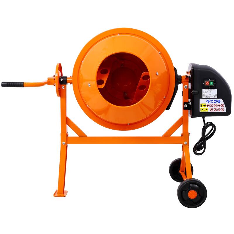 Cement Mixer, 3 Cu. Ft Electric Concrete Mixer Machine, 110v AC Motor Portable Power Cement Mixers for Mortar, Stucco and Fodder