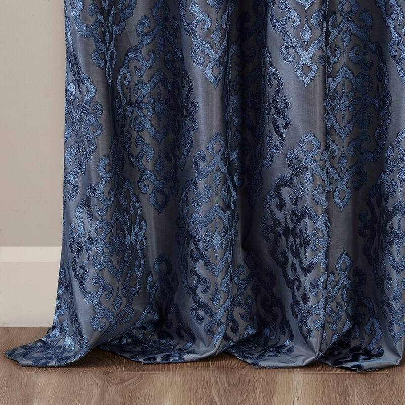 Blackout&Noise Blocking Knitted Jacquard Damask Total Grommet Top Curtain Panel, Machine Washable for Living Room/Bedroom-Single