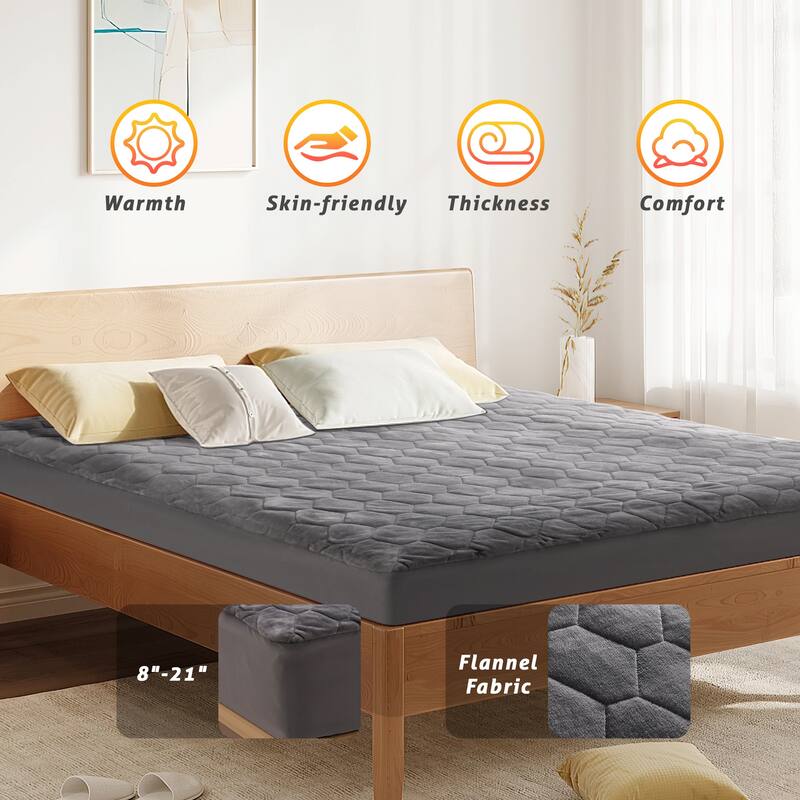 Flannel Electric Mattress Pad, Dual Control and Temperature Regulating