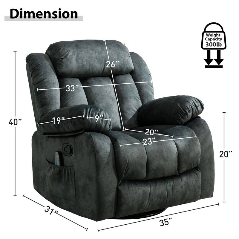 360° Rotatable Swing Manual Massage Rocker Recliner With Heat And Vibration