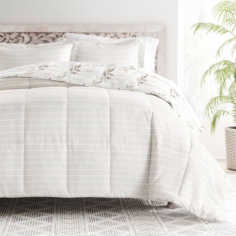 Becky Cameron Foliage Stripe Pattern Reversible Comforter Set