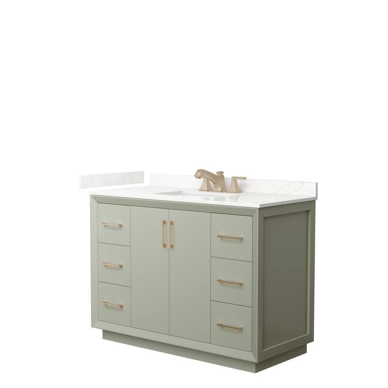 Strada 48-inch Single Vanity, Quartz Top - Light Green, Bronze Trim, Giotto Quartz Top