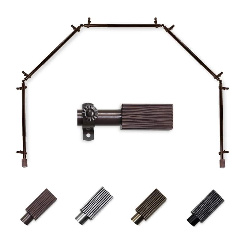 Bay Window Curtain Rod - 5 Sided Corner Rods - Cocoa Finish - Single Rod for Draperies - M
