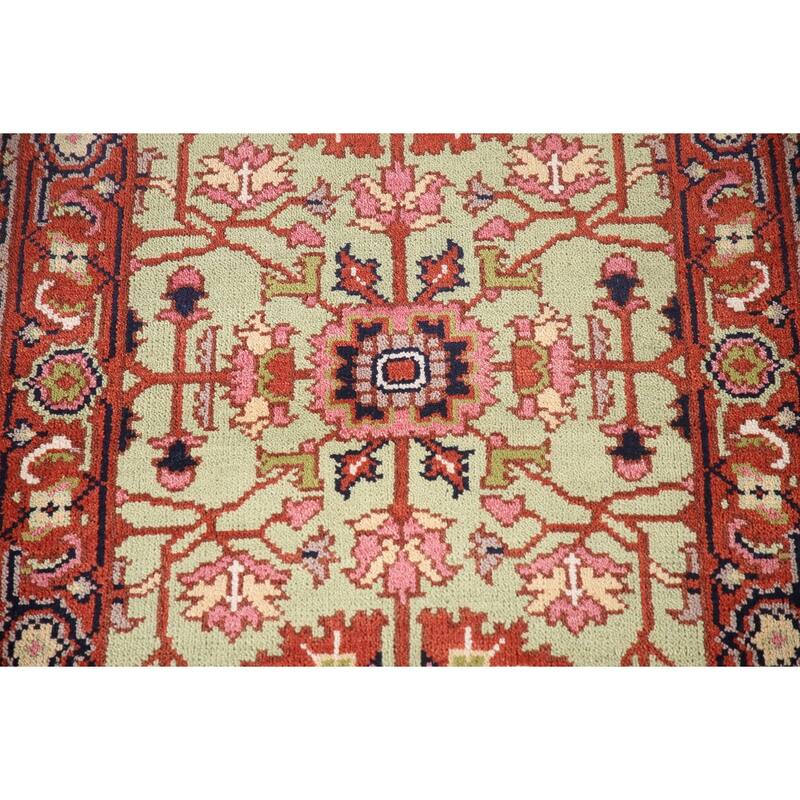 Light Green Heriz-Serapi Oriental Accent Rug Handmade Wool Carpet - 2'11"x 4'11"