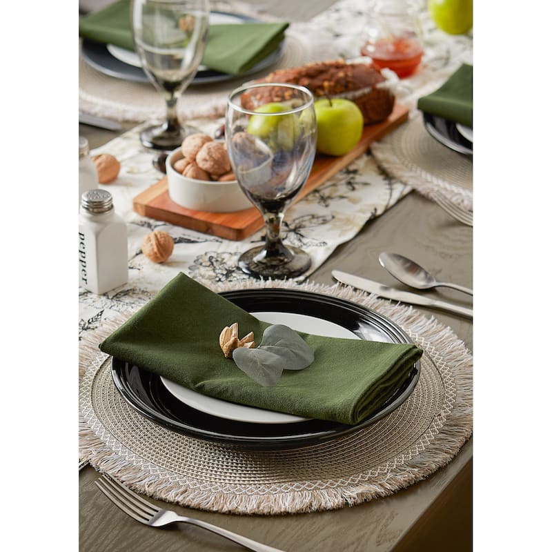 DII Nautical Blue Round Fringed Placemat Set/6
