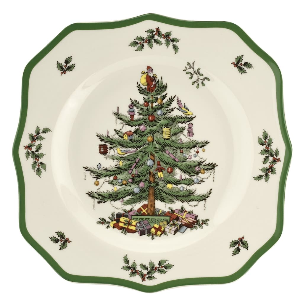 Spode Christmas Tree Scalloped Dinner Plate - 10.5 inch
