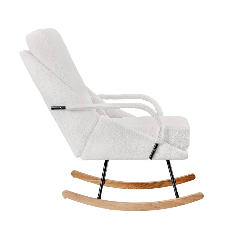 Javlergo Nursery Rocking Chair Upholstered Modern Rocking chair with Wingback & Armrest Tall Back Accent Glider Rocker Chairs