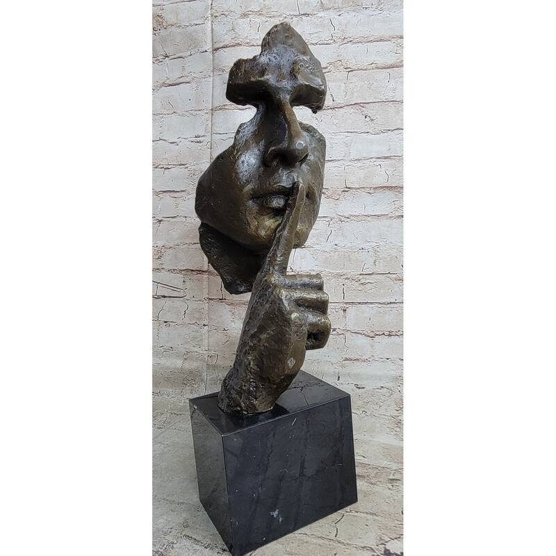 Signed Salvador Dali Abstract Man Hush Up Bronze Sculpture Modern Art Figurine