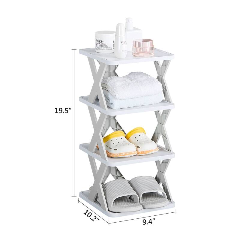 VECELO Foldable Plastic Shoe Rack Storage Organizer for Entryway, Hallway, Closet, Small Space X Style Set of 1