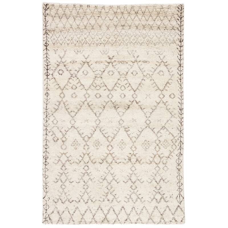 Tashi Hand-Knotted Trellis Area Rug - 8'10" x 11'9" - Ivory/Brown - Rectangle