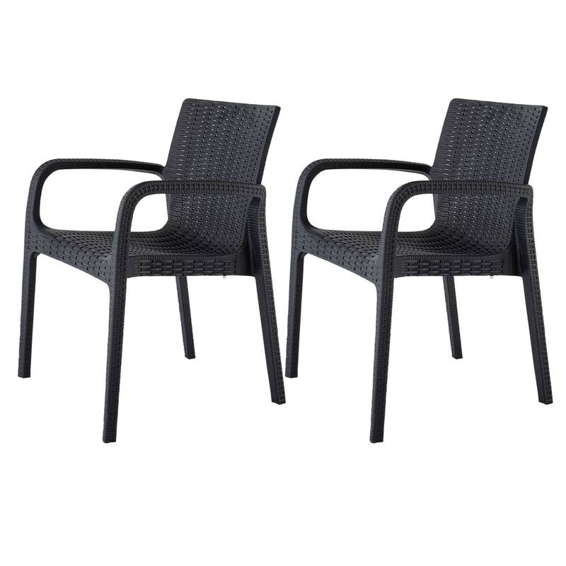 Koppla Resin Stackable All-Weather Dining Armchair, Set of 2 - Charcoal