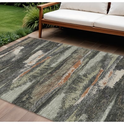HomeRoots Abstract Transitional Rectangle Outdoor Rug