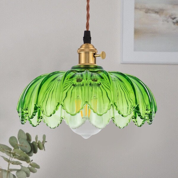 Romision Vintage green copper flower shaped glass Chandelier