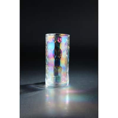 10" Luster Cylindrical Transparent Hand Blown Glass Vase