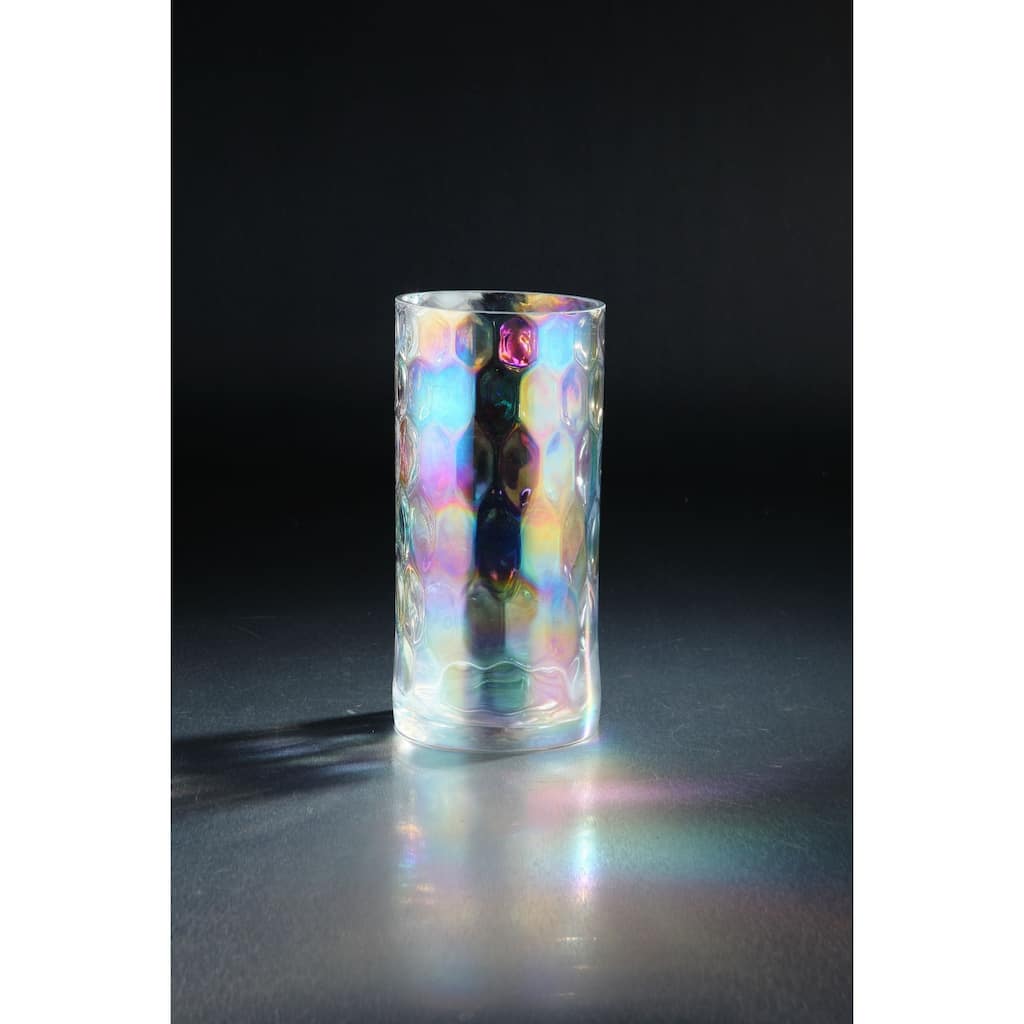 10" Luster Cylindrical Transparent Hand Blown Glass Vase