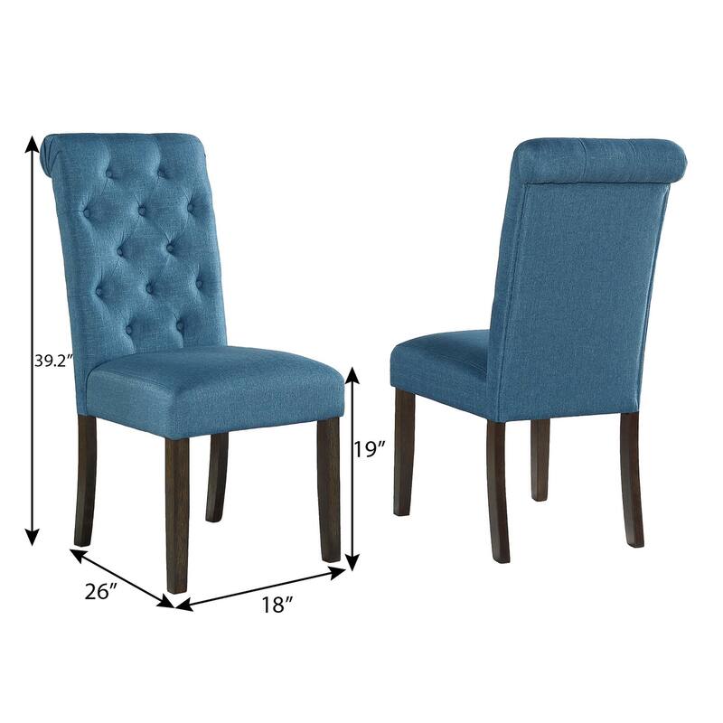 Simple Dining Table Set with Blue Padded Seating Chairs and Bench