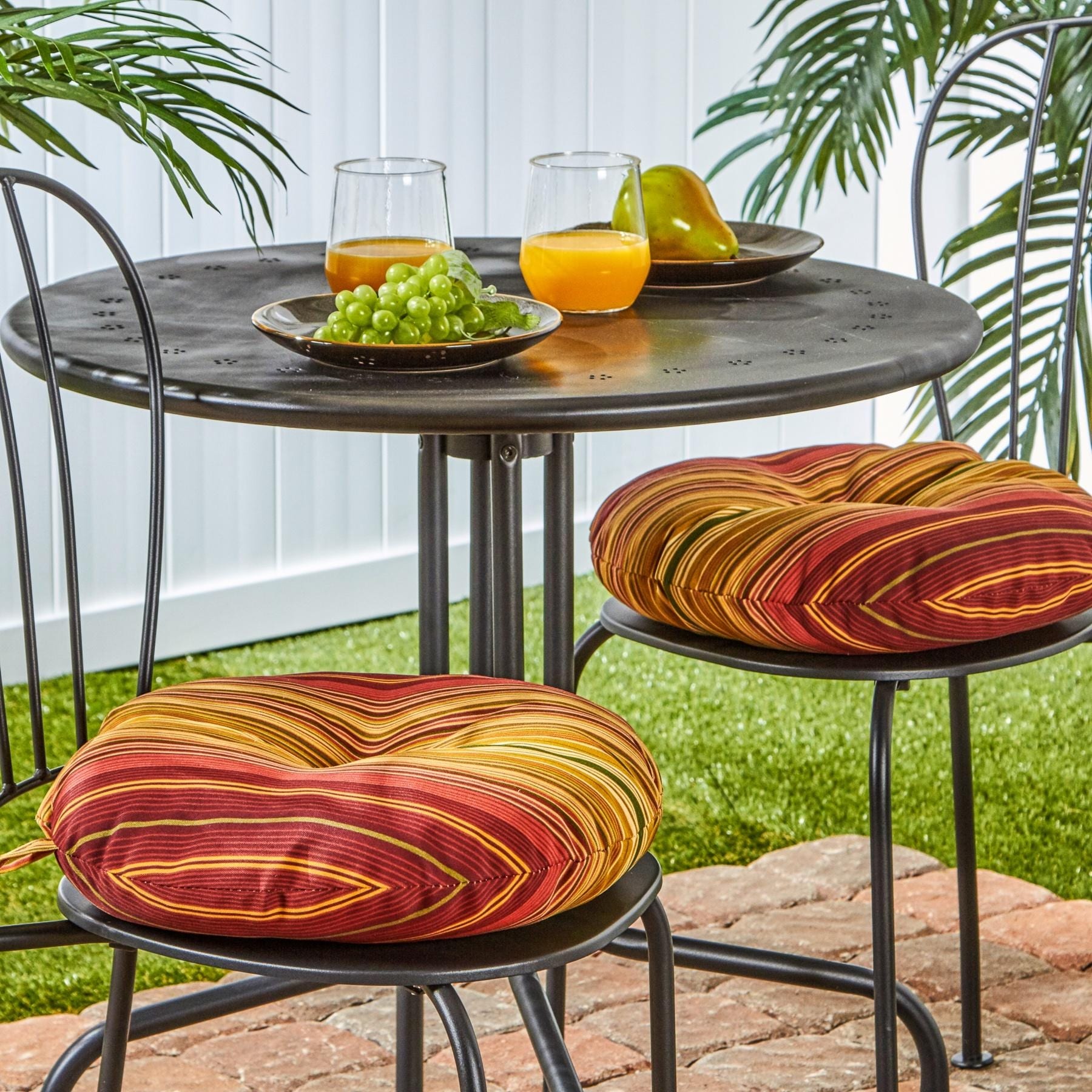 Elminton 18 inch Round Outdoor Stripe Bistro Chair Cushion Set of 2 by Havenside Home 18w x 18l Bed Bath Beyond 21804668