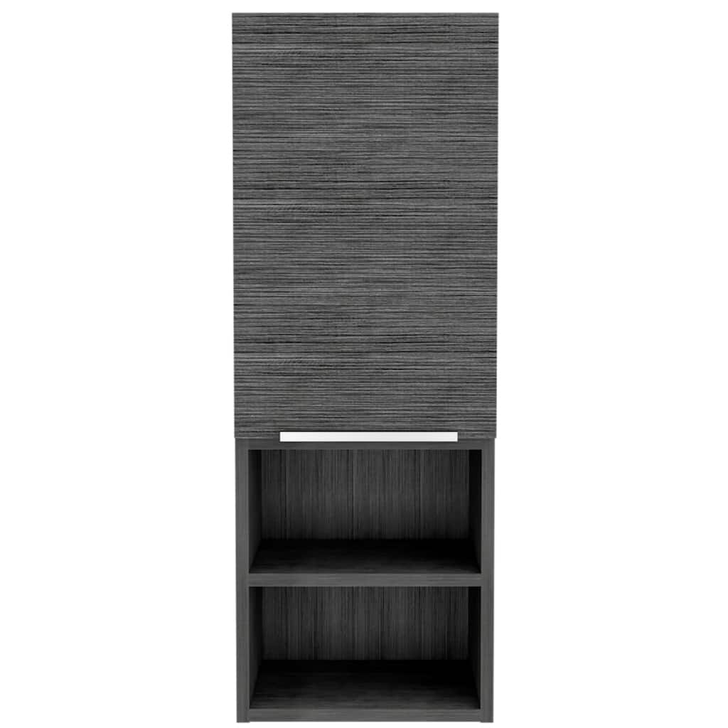 Grey Laminate Wood Accent Cabinet with Shelves and Wine Storage - 10" D x 11.8" W x 32.1" H