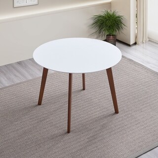 Waleska Contemporary Solid Wood White Top Round Dining Table - Bed Bath ...