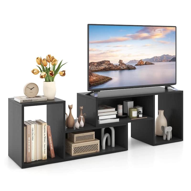 2 Pcs Adjustable TV Stands with Storage Cubes for TVs Up to 55 Inches - 42 inches
