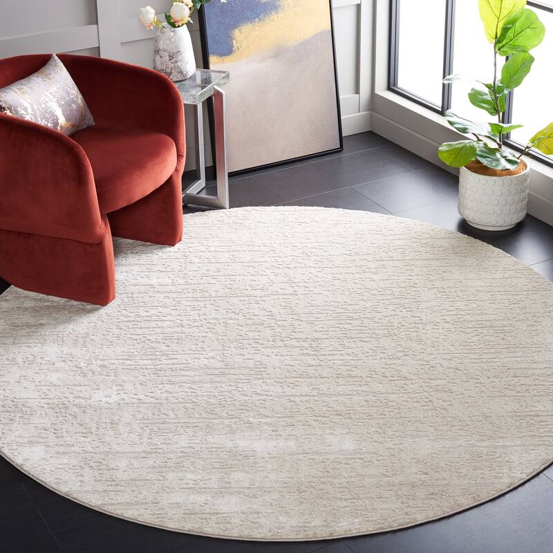 SAFAVIEH Continental Zsuzsi Modern Rug - 6'7" Round - Ivory/Beige