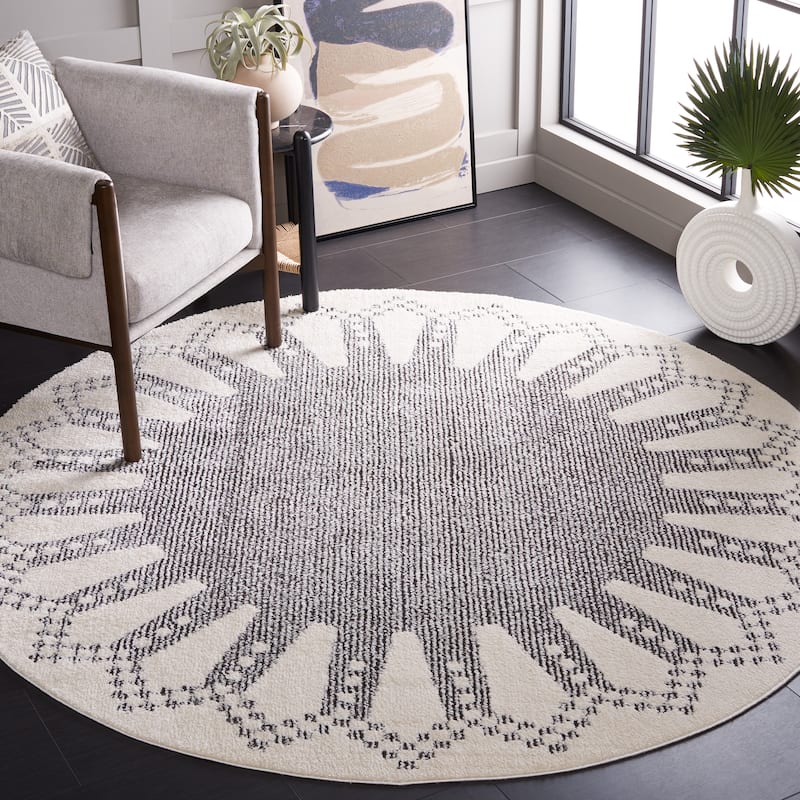 SAFAVIEH Melody Earlene Scandinavian Rug - 6'7" Round - Ivory/Black