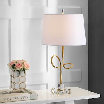 SAFAVIEH Lighting 30-inch Hensley Gold/ Crystal LED Table Lamp - 16"x16"x30.25"