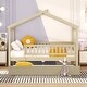 preview thumbnail 1 of 10, Wooden Full Size Creativity House Bed with Twin Size Trundle and Headboard, Spacious Storage Natural