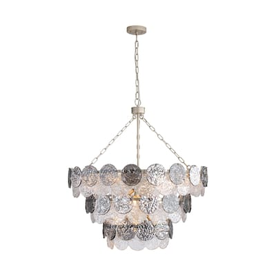 Cascada 3 Tier - 13 Light Pendant in Aegean Silver with Smoke Plated Glass Shade - Gold