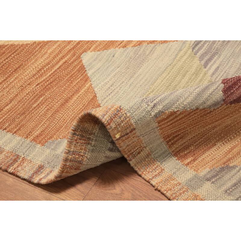 Hand Woven Oriental 100% Wool Carpet Southwestern Modern Multi-Colored Kilim Area Rug - 4' 1'' X 2' 0''