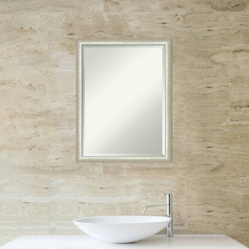 Two Tone Beveled Wood Framed Bathroom Vanity Wall Mirror