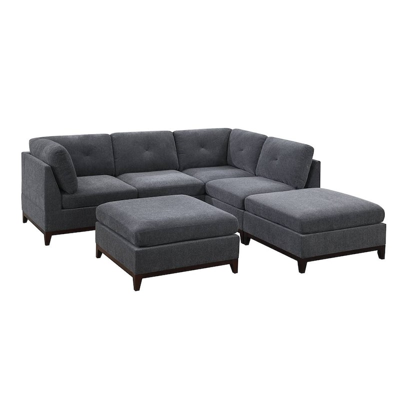 6 Piece Chenille Modular Setional - Ash Grey