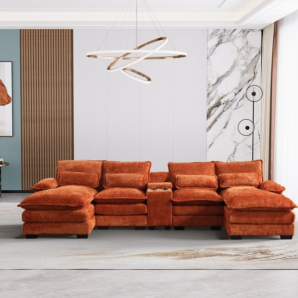 Ouyessir Oversized Sectional Sofa Couch with Console U shaped Chaise Lounge Sofa with Doudle Layer Cushion On Sale Bed Bath Beyond 40954252