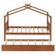 preview thumbnail 103 of 110, Creativity House Bed Twin/ Full Size Frame with Trundle for Boys Girls, Wood Platform Bed with Roof No Box Spring Needed