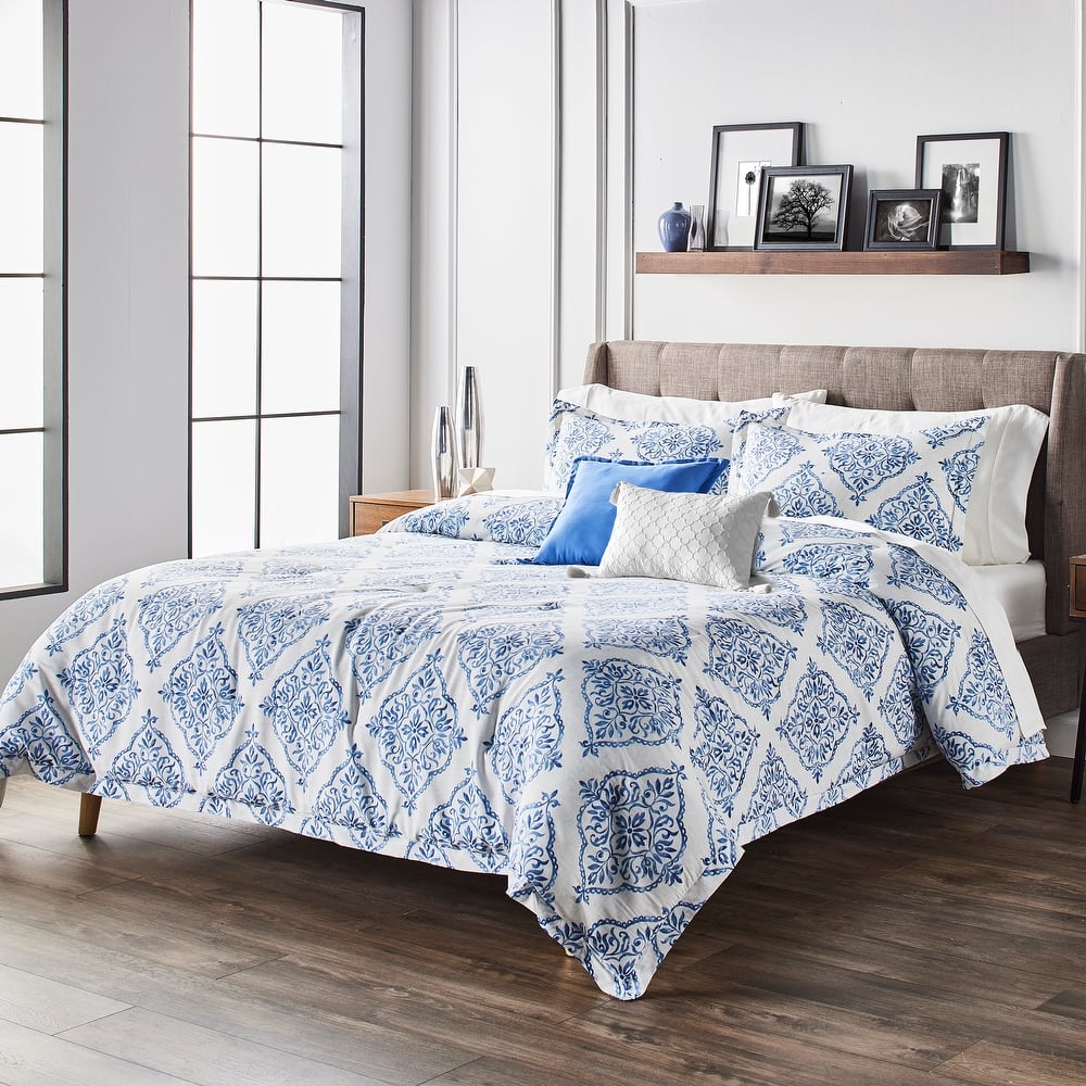 Anne Klein Louisa Blue & White Nautical 5-Piece Comforter Set