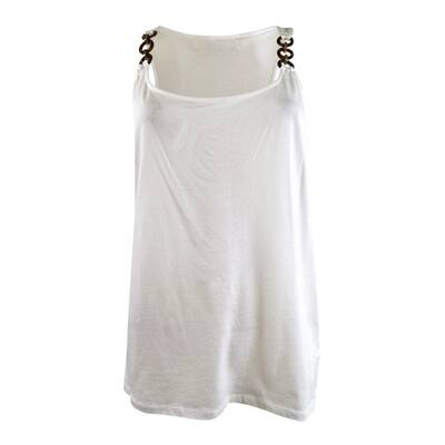 MICHAEL Michael Kors Women's Petite Three-Ring Tank Top (PS, White)