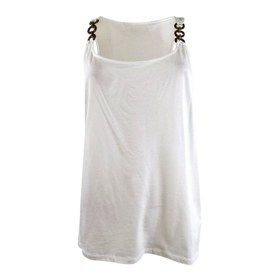MICHAEL Michael Kors Women's Petite Three-Ring Tank Top (PS, White)
