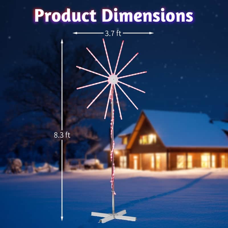 8.3FT Lighted Firework Windmill-Shaped Light with Stand Christmas Decorations