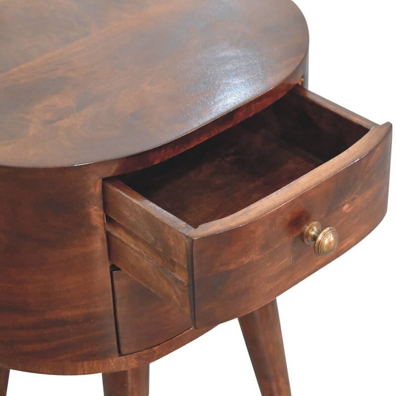 Artisan Furniture Solid Wood California Walnut Rounded Bedside Table, 2 drawer