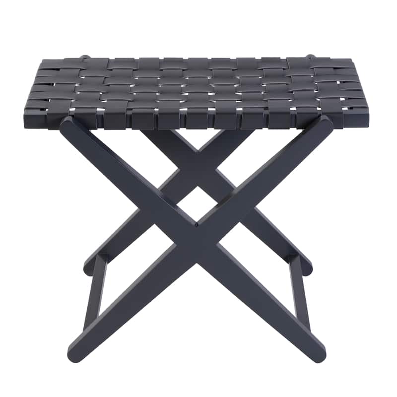 Cipriani 24 in. W Rectangular Leather & Wood Luggage Rack