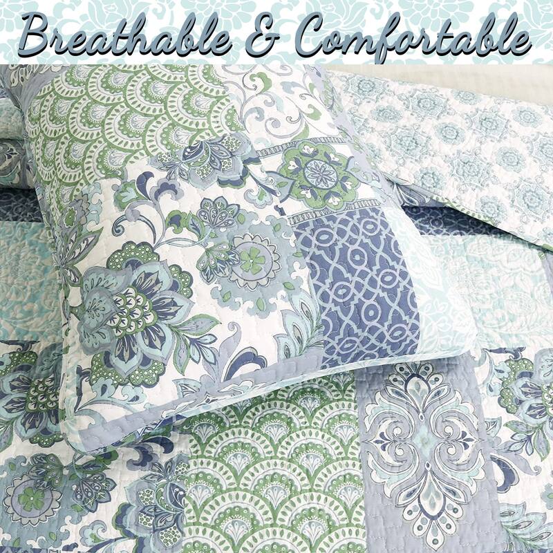 Porch & Den Lehman Cotton Blue Quilt Bedding Set