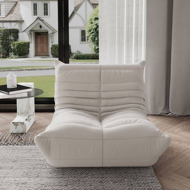 Single Lazy Sofa Teddy Fabric Soft Sponge Lounger Bean Bag Chair