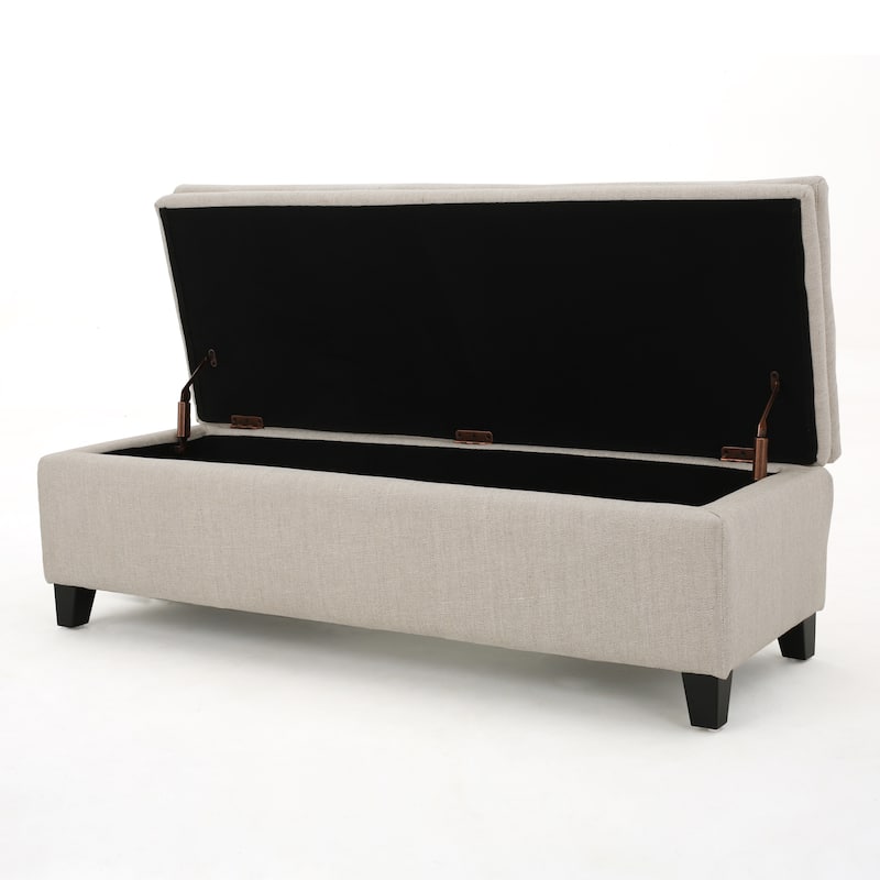 End of Bed Storage Bench, Upholstered Storage Ottoman Bench with Safety Hinge, Large Ottoman for Entryway, Window Benches