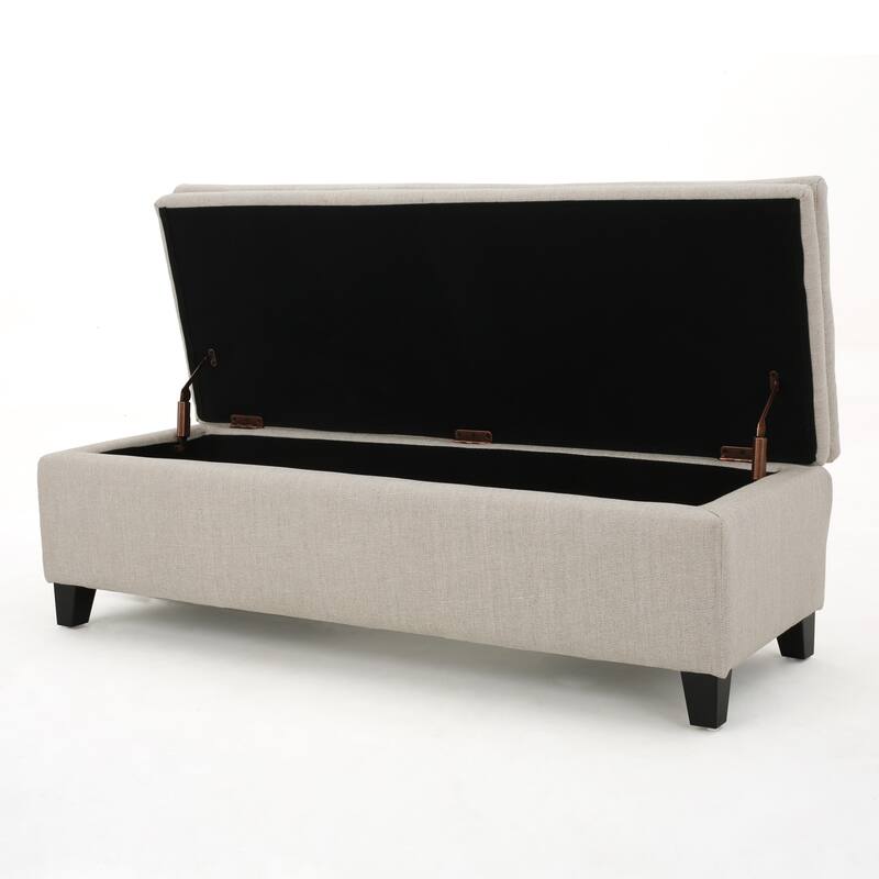 Roomfitters Upholstered Storage Ottoman, Modern Bench with Lift-Top Lid for Entryway, Living Room, Beige