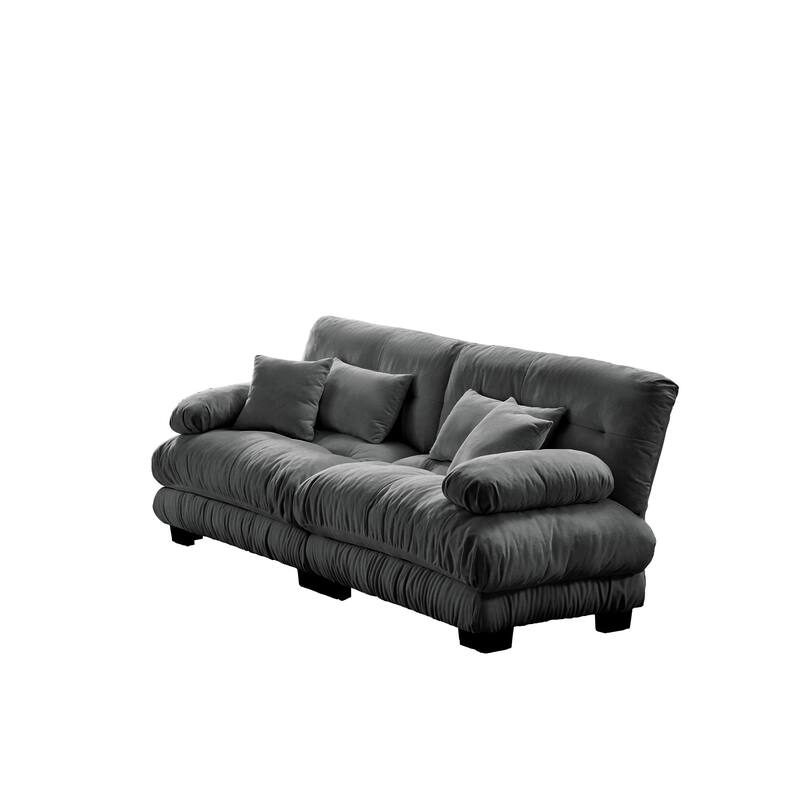 Oversized Modular Sectional Sofa, Chenille Deep Seat 2-Seater Sofa, Upholstered Cloud Couch with Lumbar Pillows & Throw Pillows