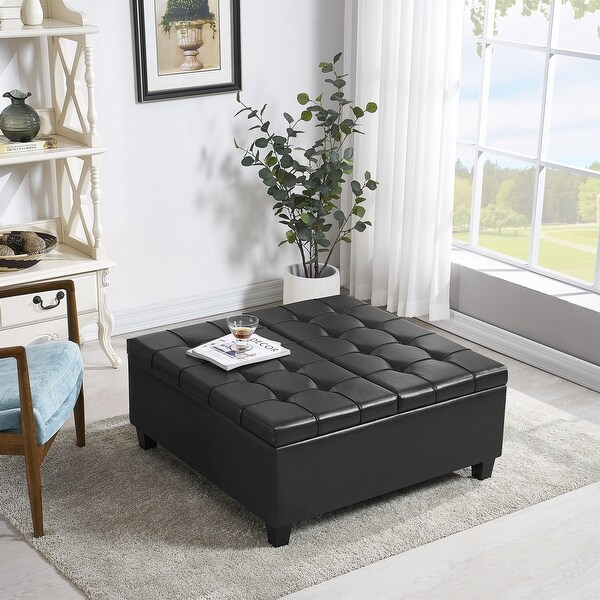 Black fabric ottoman top