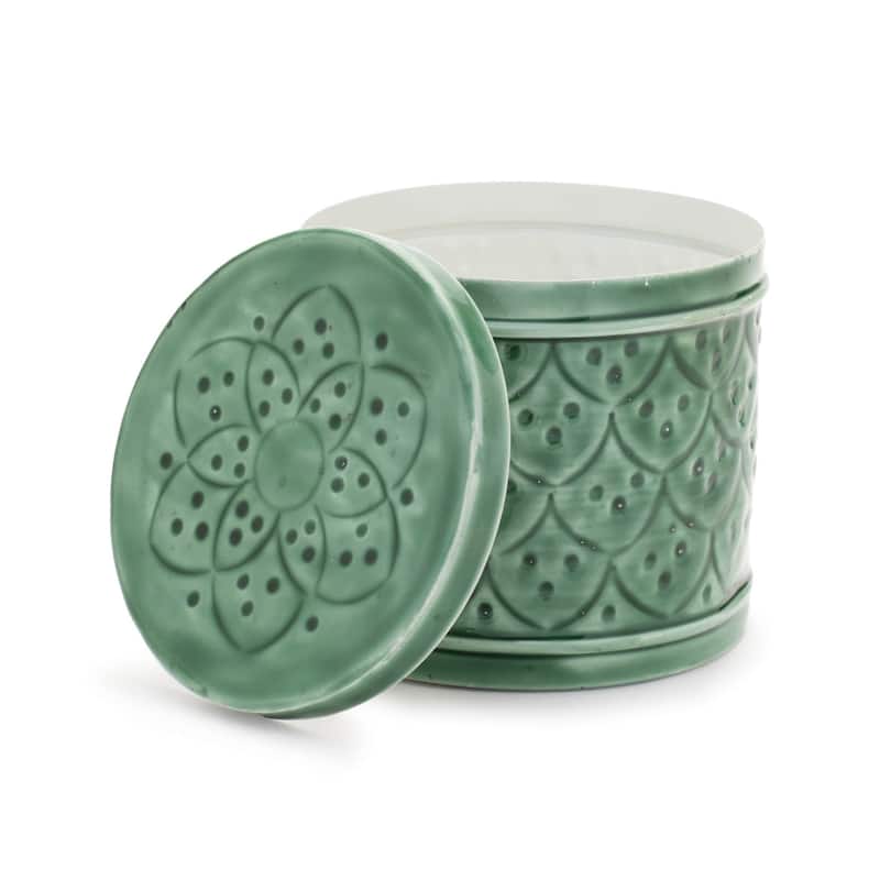 Iron Scalloped Lid Containers Set of 2 with Nesting Storage Design